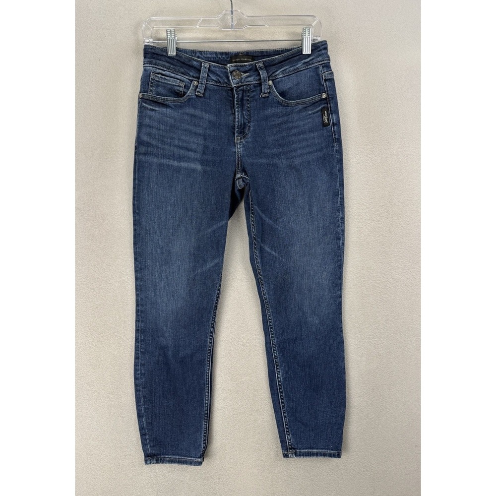 Silver Jeans Suki Skinny Crop Jeans Women's 28 Blue Stretch Denim Mid Rise